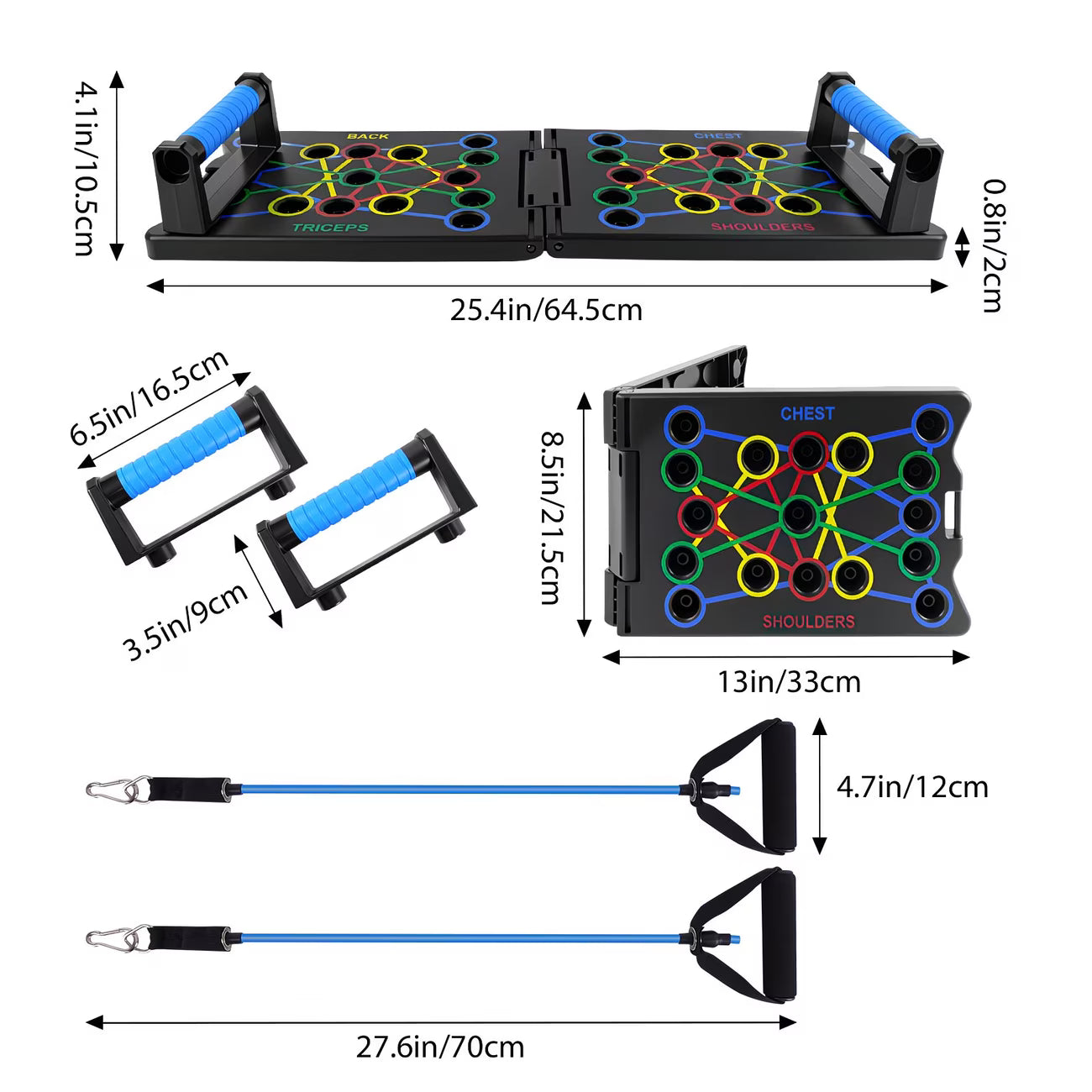 24-in-1 Portable Push Up Board – Foldable Press Up Bars System for Full Body Strength Training & Home Workouts