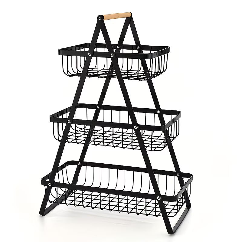 3-Tier Detachable Metal Storage Basket – Rust-Resistant Kitchen Fruit & Vegetable Organizer Rack-9