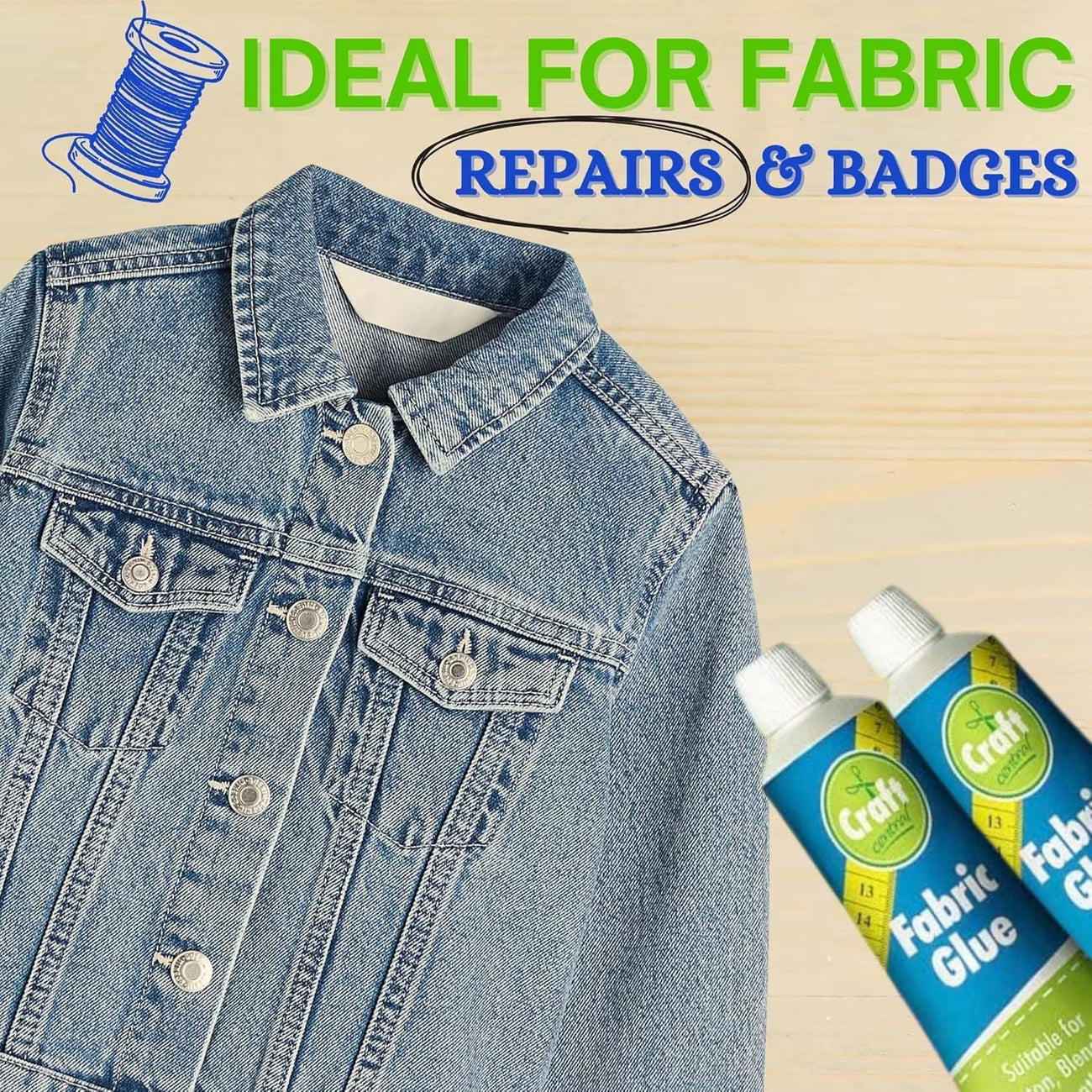2 Pack Extra Strong Fabric Glue 50ml Washable Textile Adhesive for Hemming, Patches, Crafts & No-Sew Repairs-2