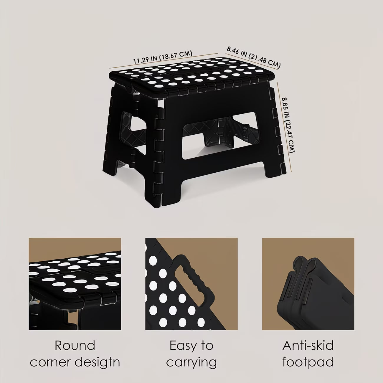 9-Inch Folding Step Stool – Foldable & Collapsible with Carry Handle, Anti-Skid Footpad for Home & Travel-6