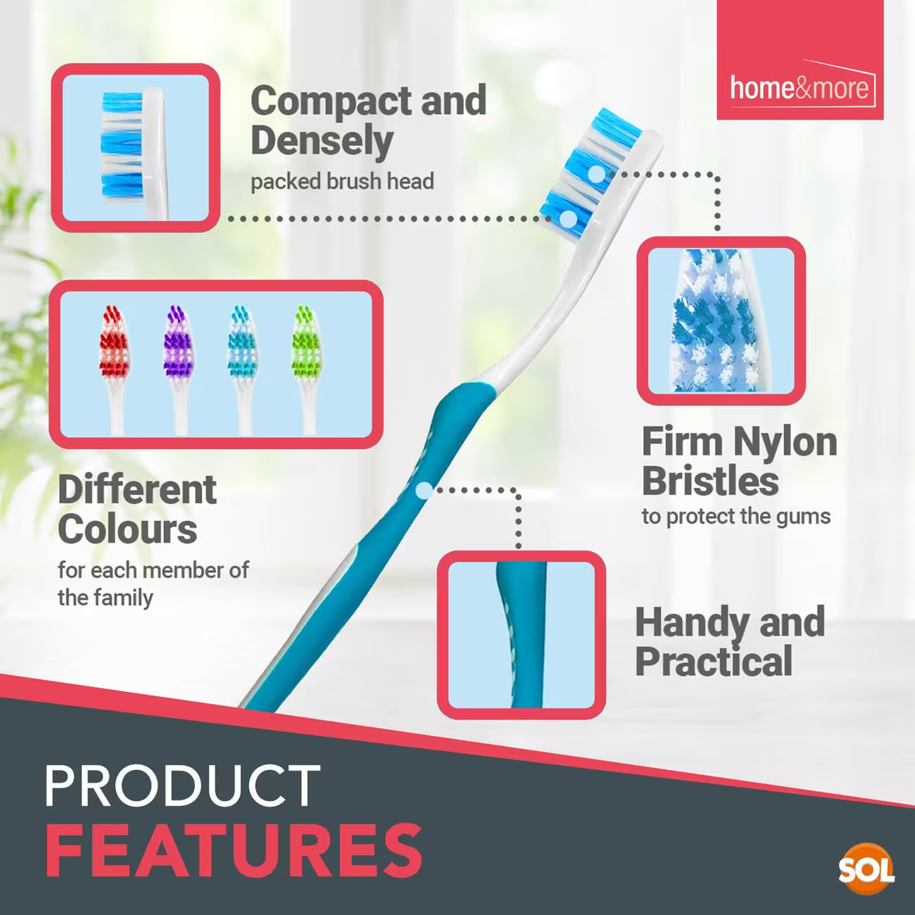 8 Pack Soft Bristle Toothbrush Set Adults Manual Toothbrushes Ergonomic Handle-3