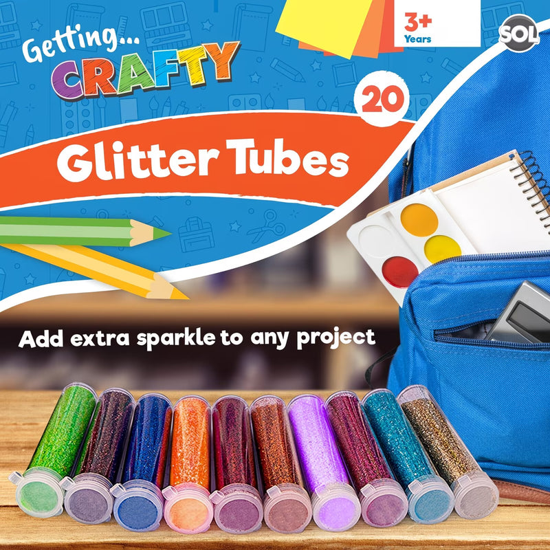 20 Pack Fine Glitter Tubes – Assorted Colours Shaker Pots for Arts, Crafts, Slime & Nail Art-5