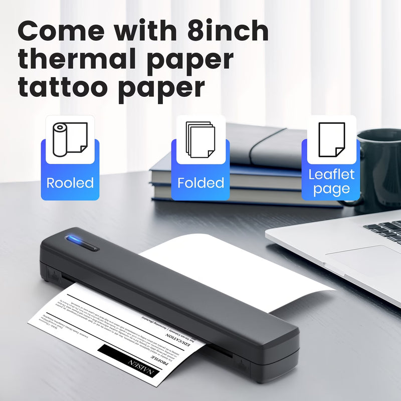 D810B Portable Inkless Wireless Printer – A4 Thermal Tattoo Printer for Mobile, iPad & PC | Travel Compact Printer for Home & Office-3