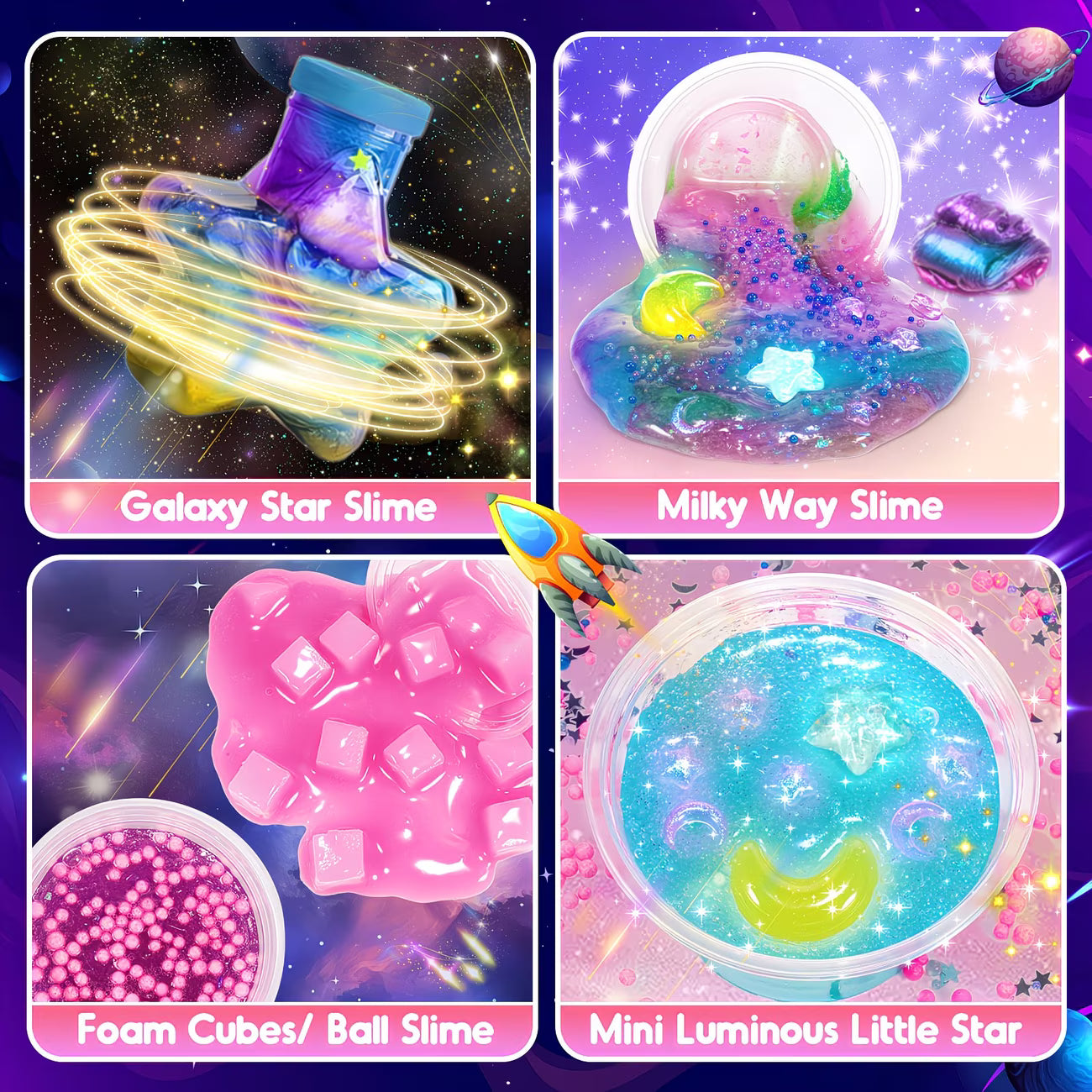 Galaxy Slime Making Kit for Kids – DIY Fluffy Slime Art & Craft Toy for Girls & Boys Ages 6–12-6