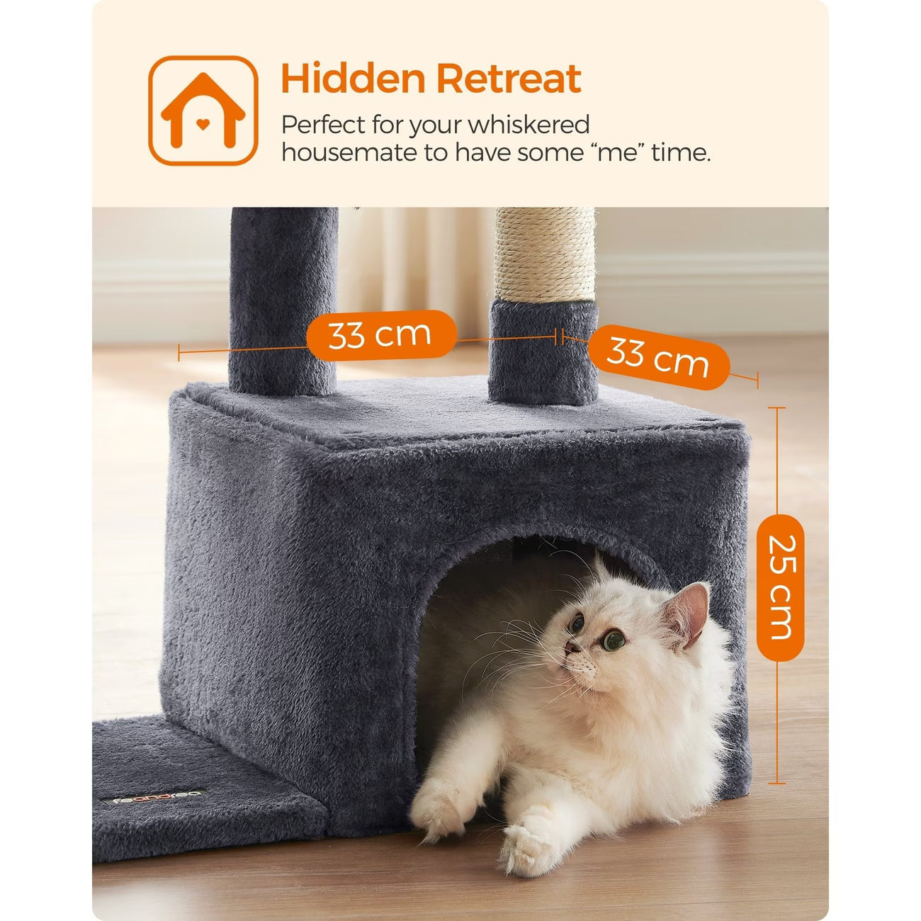 Cat Tree, Small Cat Tree, Scratching Post, with Cave and Platform-4