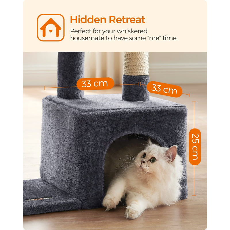 Cat Tree, Small Cat Tree, Scratching Post, with Cave and Platform-4