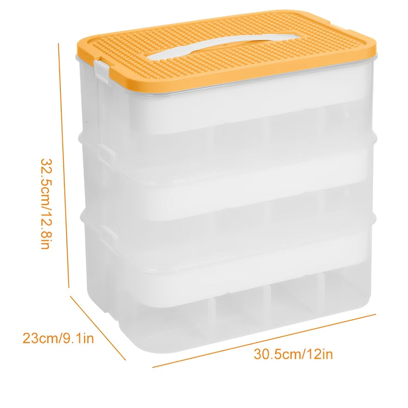 3 Tier Plastic Storage Organizer Box with Dividers Clear Craft Beads Jewellery Toy Storage Container-9
