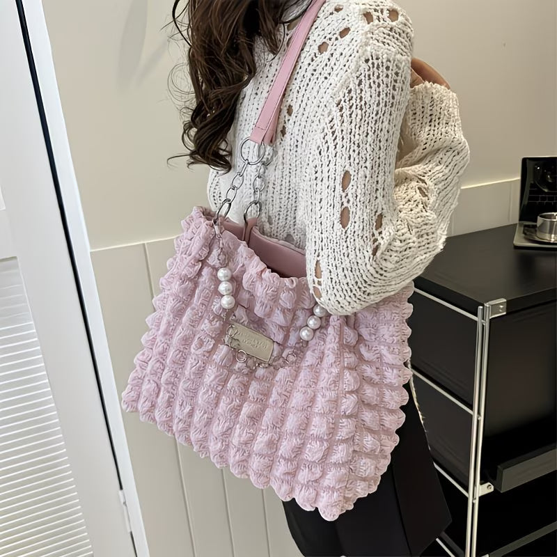 Sweet Clouds Tote Bag for Women – Large Capacity Summer Shoulder Bag with Zipper-5