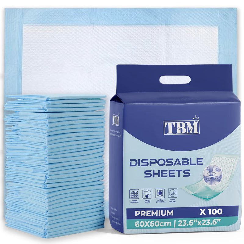 100 Pack Disposable Incontinence Bed Pads 60x60cm – Absorbent Underpads for Adults, Kids & Mattress Protection-1