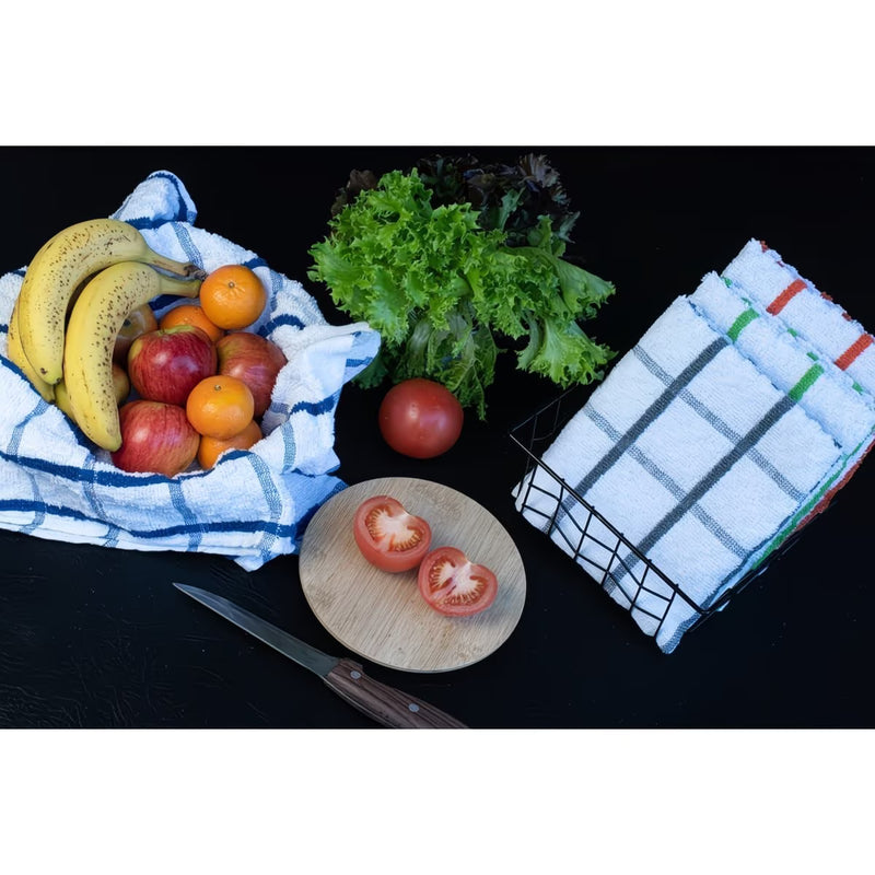 Large Cotton Kitchen Towels Set 70×40cm – Soft Terry Toweling, Highly Absorbent, Lint Free Dish & Bar Towels, Assorted Colours-4