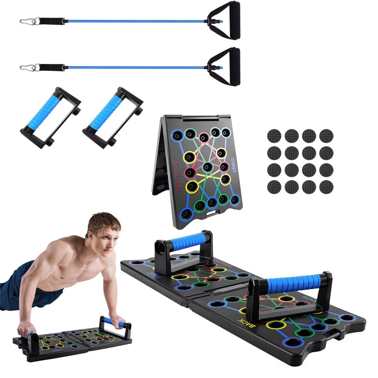 24-in-1 Portable Push Up Board – Foldable Press Up Bars System for Full Body Strength Training & Home Workouts