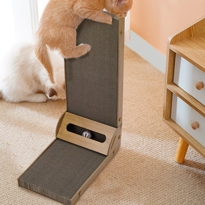 L-Shaped Cat Scratching Tower 60cm – Multi-Angle Vertical & Horizontal Scratch Post with Lounge Platform for Adult Cats-5