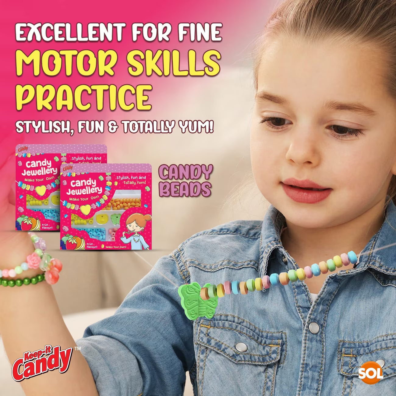 2 Pack Candy Jewellery Making Kit for Girls DIY Bracelet & Necklace Bead Craft Set Kids Party Gift-4