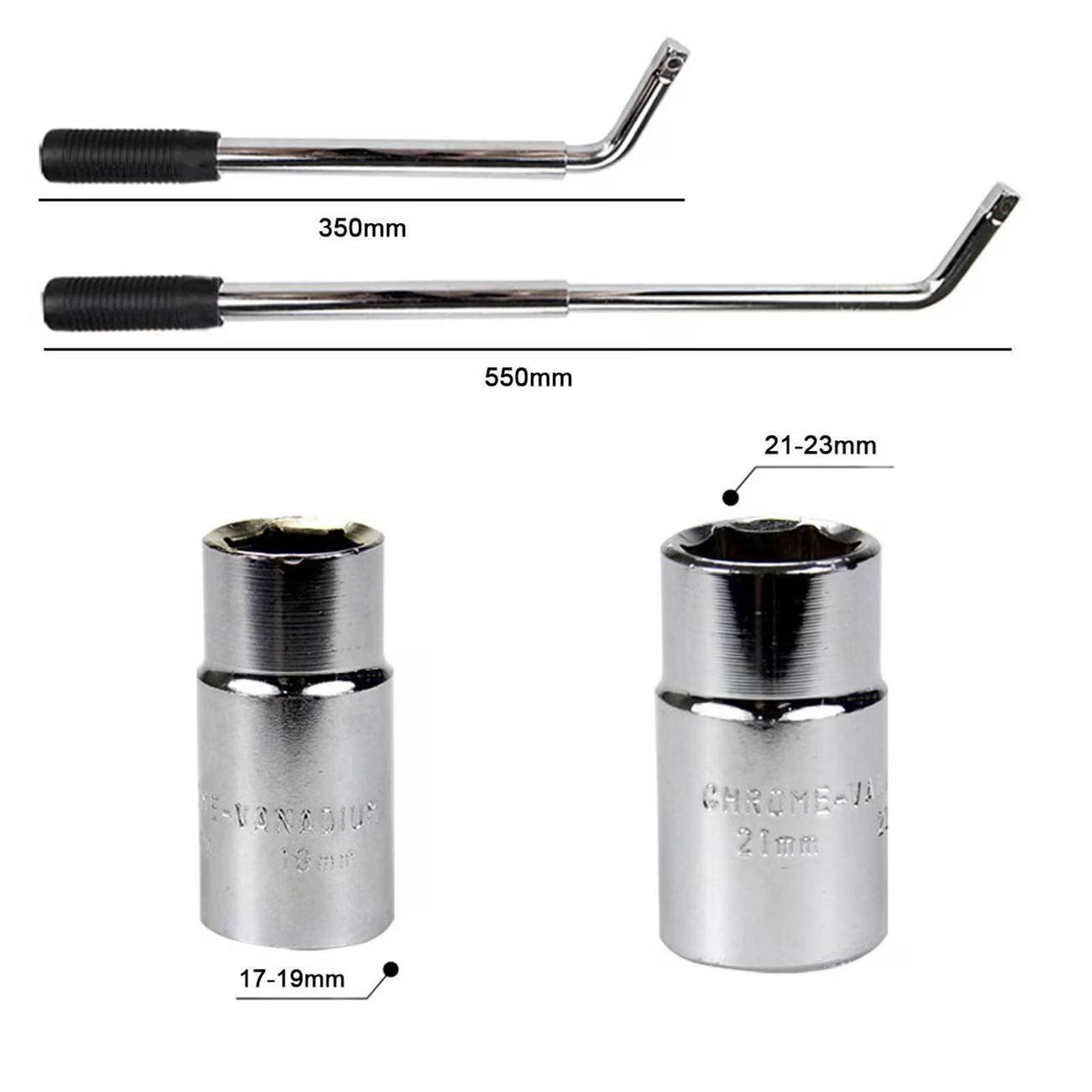 4 Way Telescopic Wheel Brace Tyre Nut Wrench 17 19 21 23mm Extendable Lug Wrench Tool-3