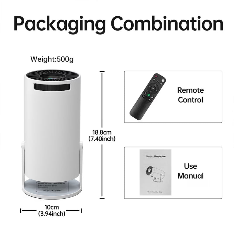 HD 720P Wireless Portable Mini Projector – 180° Rotatable Smart Projector with Android 11, Dual WiFi Home Theater for Movies, Office & Gaming-3