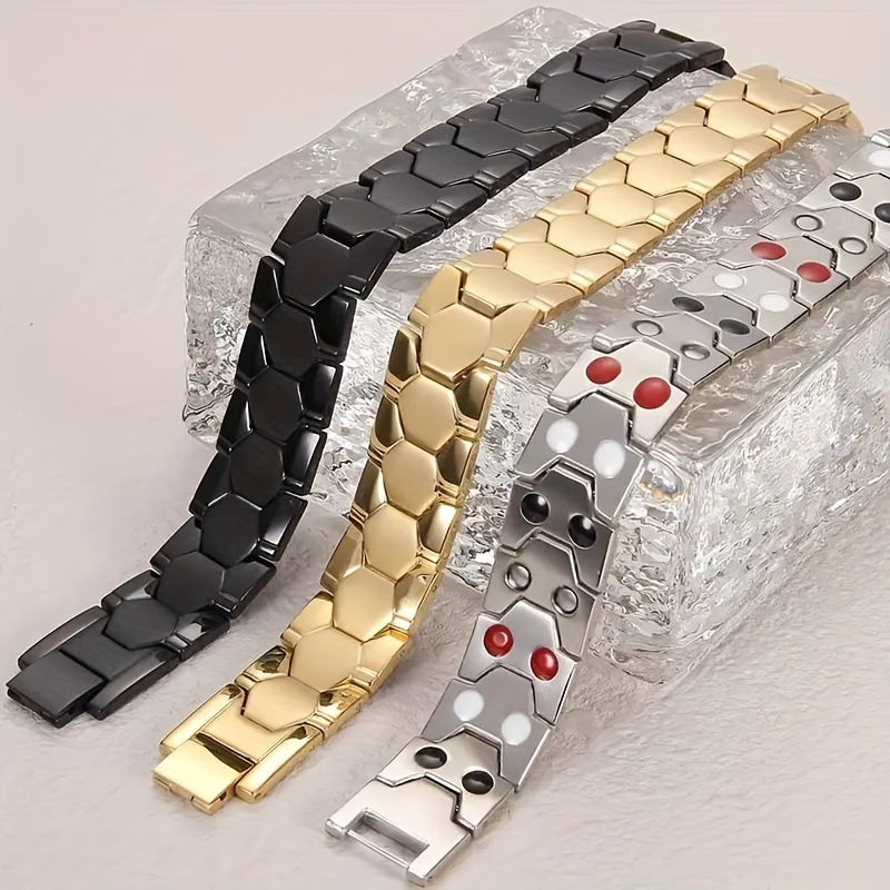 Men’s Magnetic Stainless Steel Bracelet – Adjustable Size Health & Fashion Bracelet for Men, Stylish Jewelry Gift