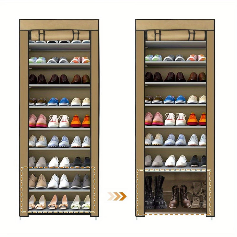 10 Tier Shoes Rack with Dustproof Cover, Shoe Storage Cabinet, Shoe Organizer, Easy to Assemble, Hold up to 25-30 Pairs-5