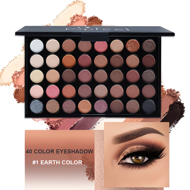 40 Color Eyeshadow Palette Makeup Set with Mascara, Eyeliner Brush & Brow Pencil – Beginner Makeup Kit Gift-4
