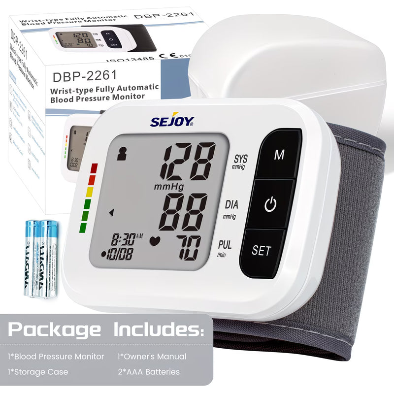Sejoy Wrist Blood Pressure Monitor – Automatic Digital BP Machine with Large LCD, Portable Home Use-9