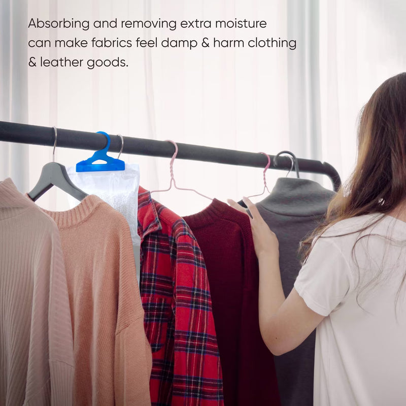 24 Pack Hanging Wardrobe Dehumidifier Bags – Moisture Absorber with Leak-Proof Design & Hooks-6