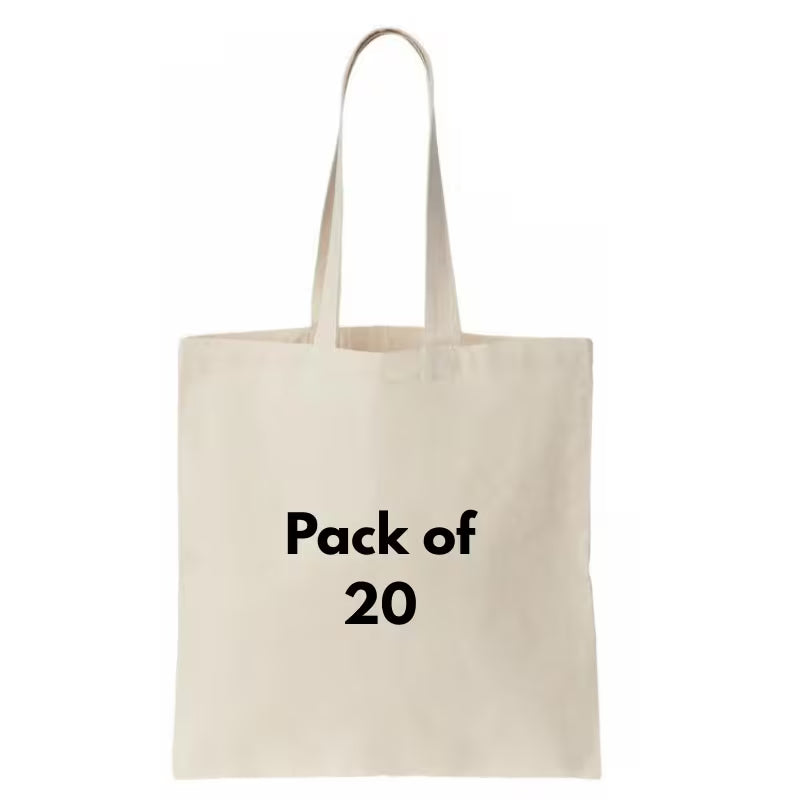 20 Pack Natural Cotton Tote Bags Reusable Blank Canvas Shopping Bags for Printing Crafts Gifts