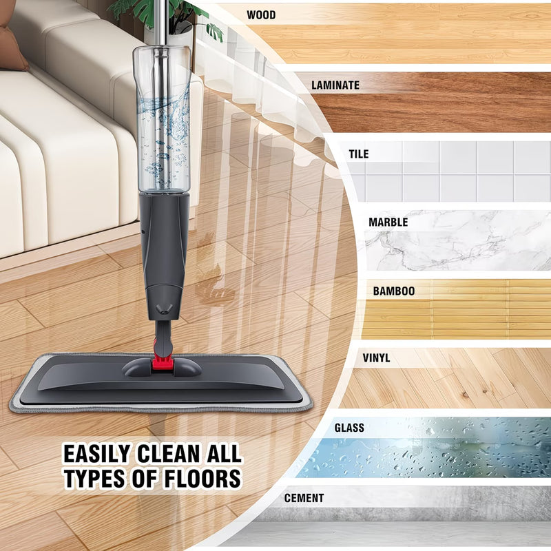Spray Mop Microfiber Floor Cleaner with 700ml Refillable Bottle, 360° Flat Mop & 3 Reusable Pads-8