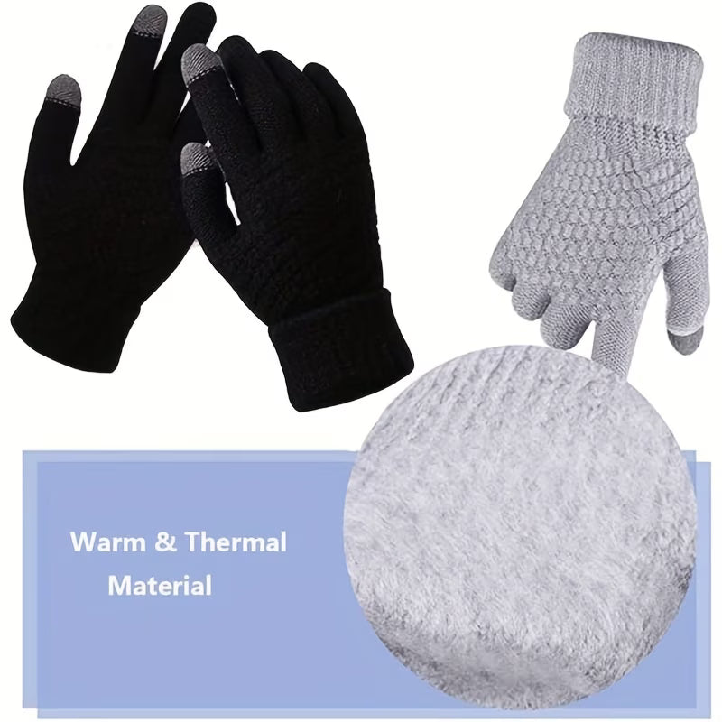 4 Pairs Women Winter Touchscreen Gloves Warm Plush Lined Driving Cycling Gloves-4