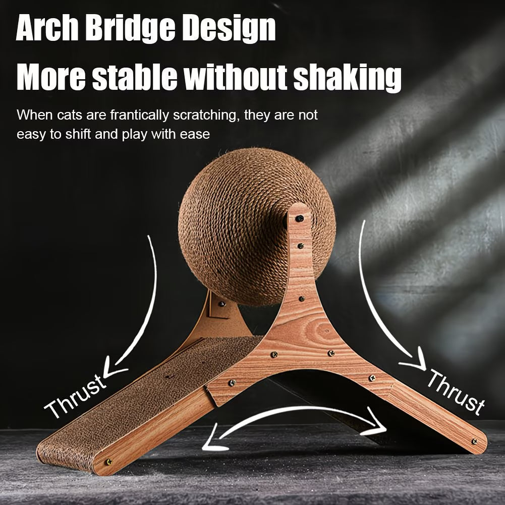 Sisal Cat Scratching Ball Toy with Rotating Ferris Wheel Base – Interactive Cat Scratcher & Play Tower for Indoor Cats-5