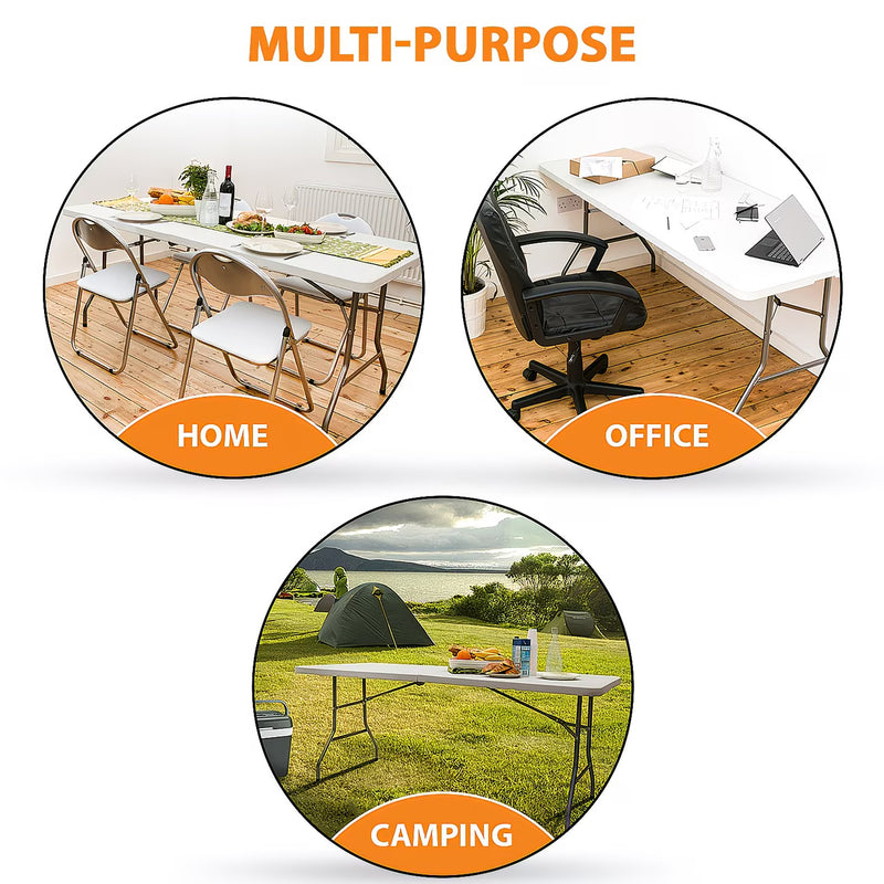 6ft Folding Trestle Table – Portable Camping, Party, Picnic, BBQ & Indoor Outdoor Use-3