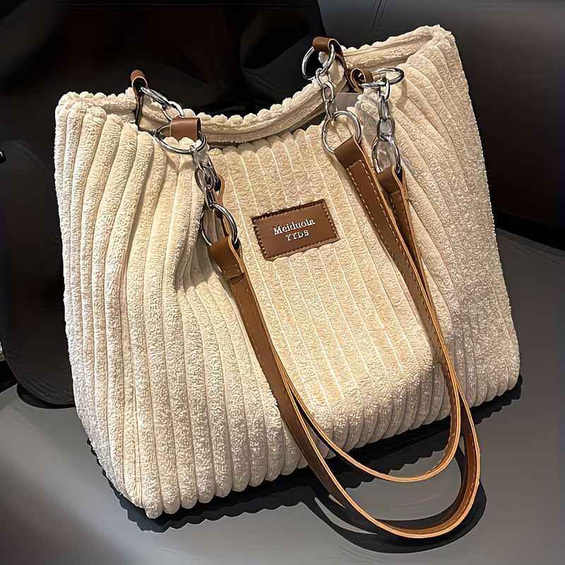 Women’s Velvet Shoulder Bag – Zipper Closure, Fixed Strap, Elegant Gift Handbag-1