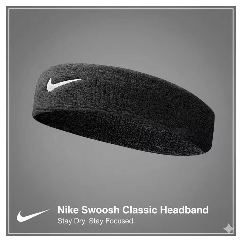 Nike Unisex Sports Headband – Anti-Slip Breathable Sweatband for Running, Gym, Yoga, Soccer & Tennis | Elastic Fitness Hair Band Black-1