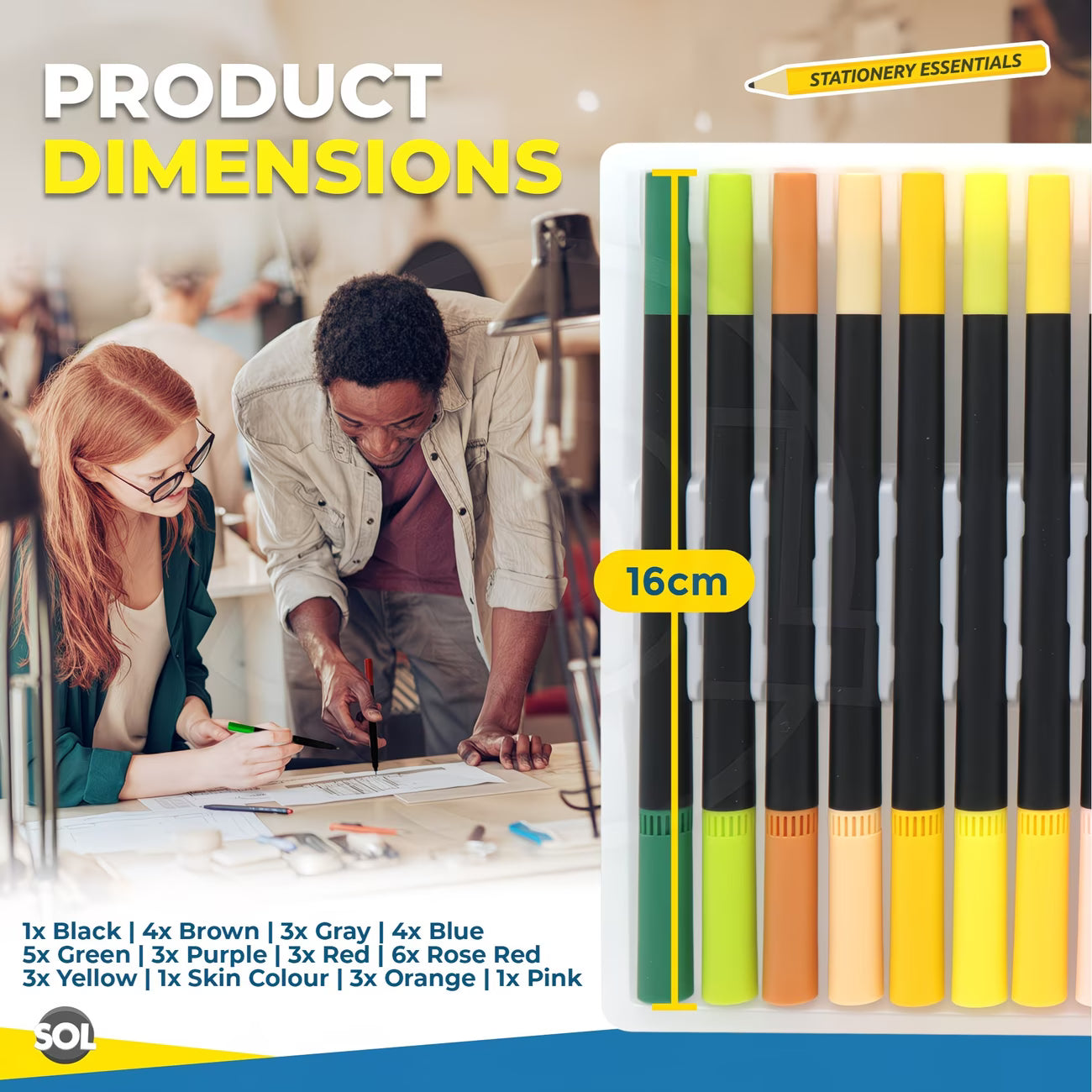 36 Pack Dual Tip Brush Pens – Watercolour Markers for Colouring, Calligraphy & Sketching-3