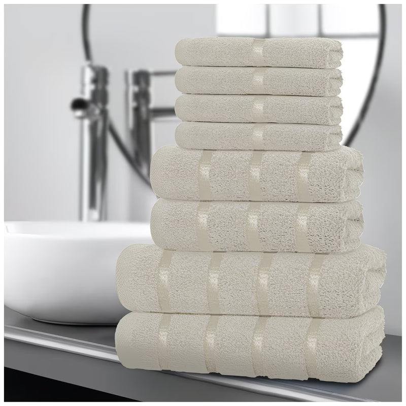 Cotton Towel Set 8-Piece – Quick Drying & Highly Absorbent, Face Hand & Bath Towels, Boston Design, Machine Washable-5