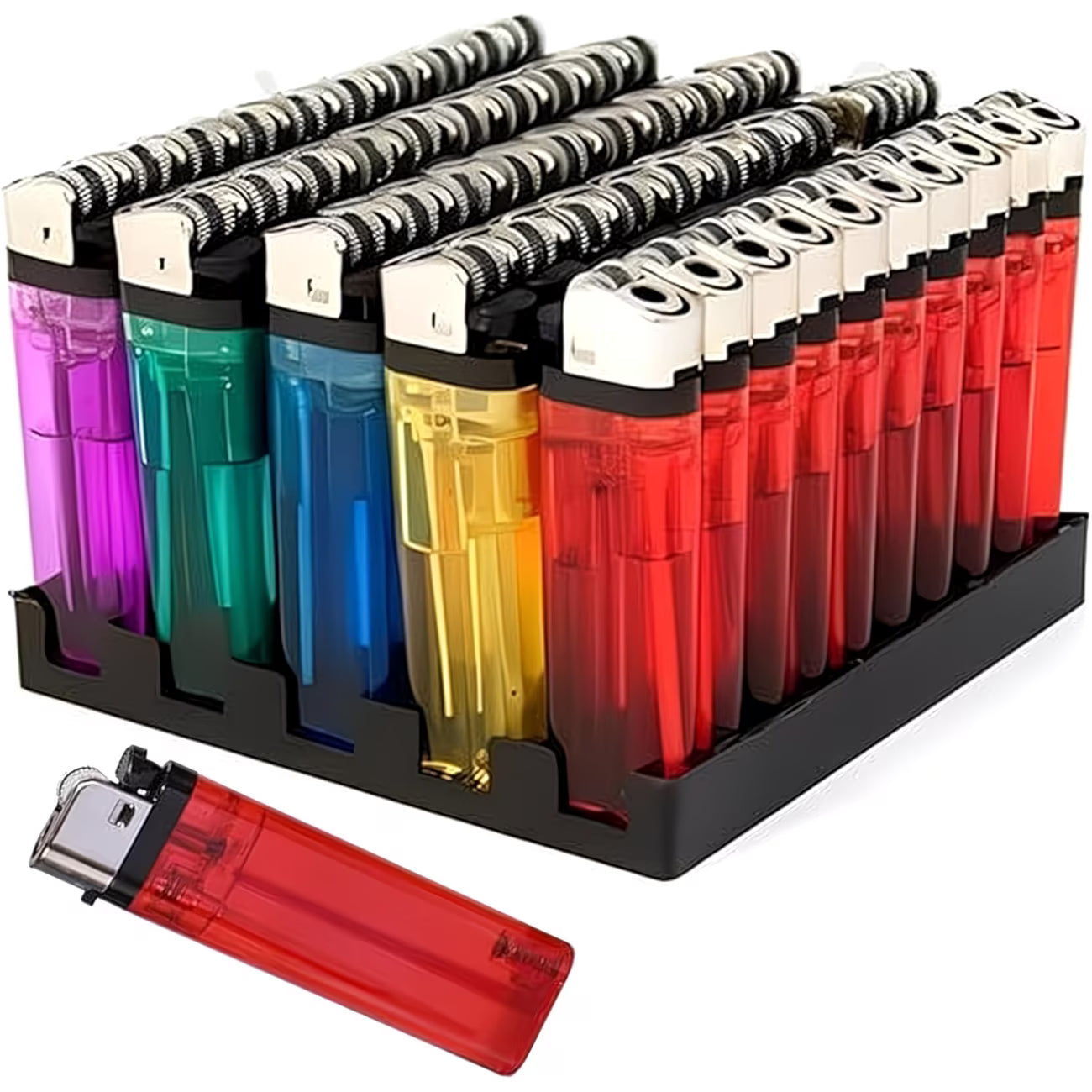 Disposable Lighters Multipack 50 Pack – Child-Safe Adjustable Flame Pocket Lighters for BBQ, Camping & Kitchen