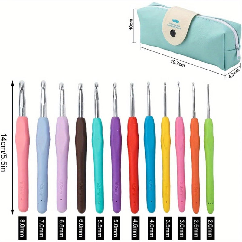 41 Piece Crochet Hooks Set Ergonomic Knitting Needles Kit 2.0–8.0mm Multicolor Crochet Kit with Case for Beginners-2