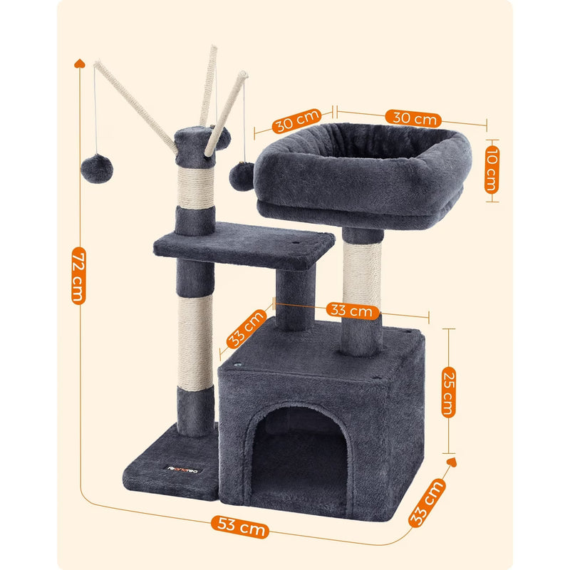 Cat Tree, Small Cat Tree, Scratching Post, with Cave and Platform-3