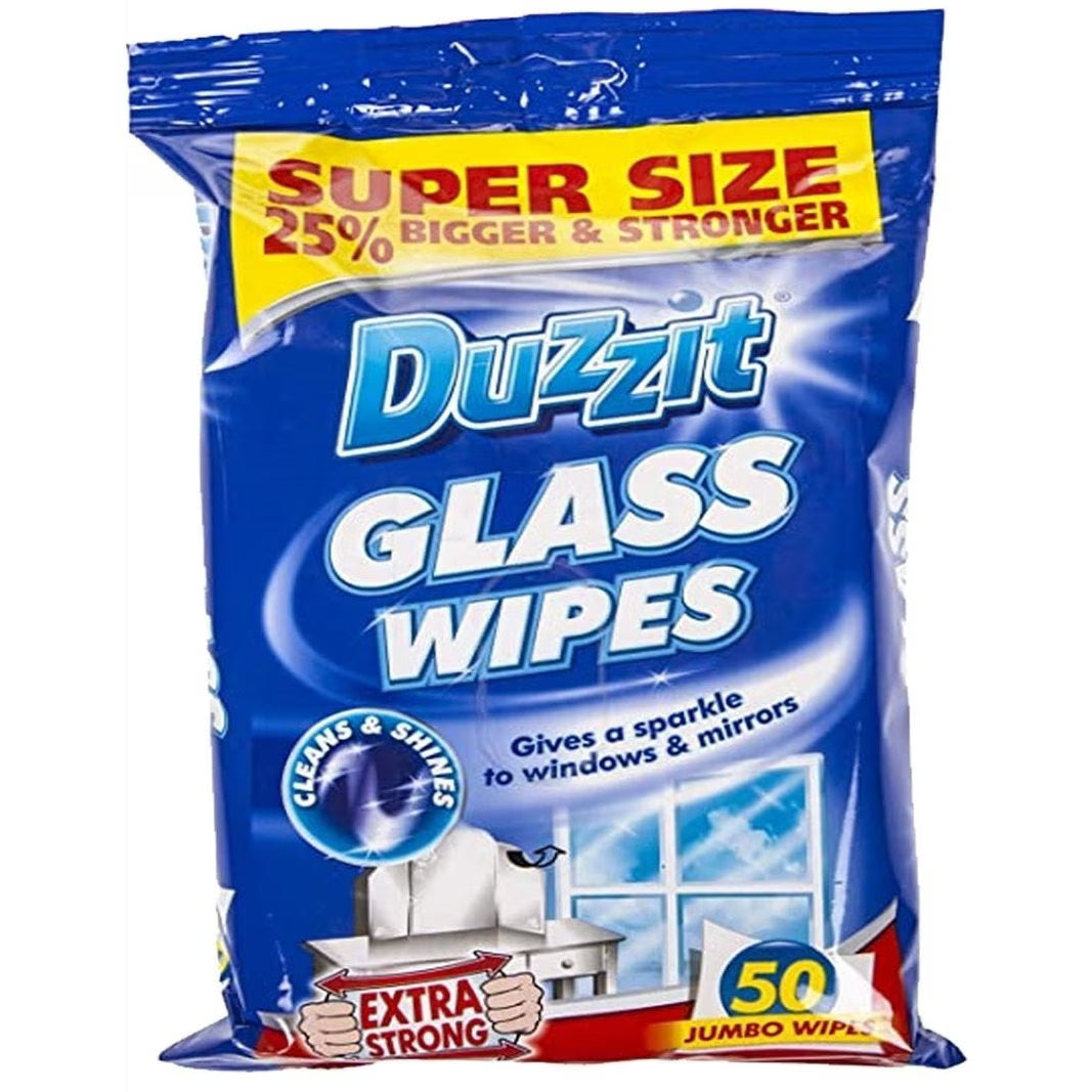 Duzzit Glass Cleaning Wipes 50 Pack – Streak-Free Window & Mirror Cleaner, Extra Strong Jumbo Surface Wipes-2