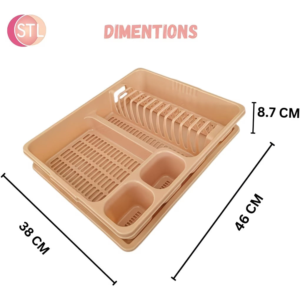 STL Plastic Dish Drainer Rack with Anti-Drip Tray – Holds 13 Plates, BPA-Free Kitchen Organizer-5