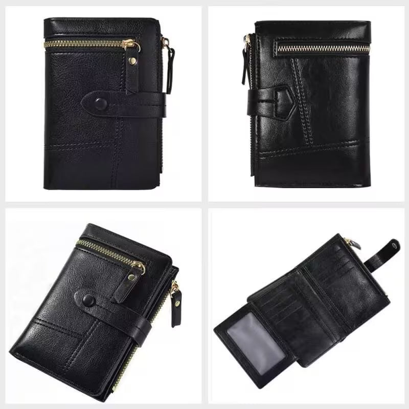 Women’s Black PU Leather Zip Clutch Wallet – 8 Card Slots, Coin Purse & ID Holder (15x10cm)-9