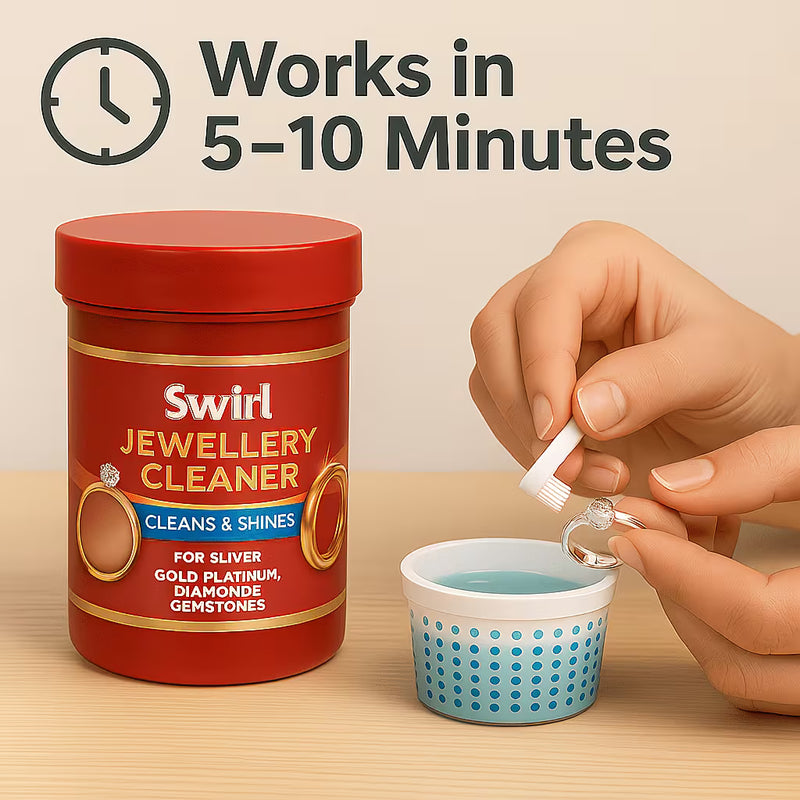 Swirl Jewellery Cleaner 145ml – Non-Abrasive Silver, Gold, Platinum & Diamond Cleaning Solution with Basket & Brush-4