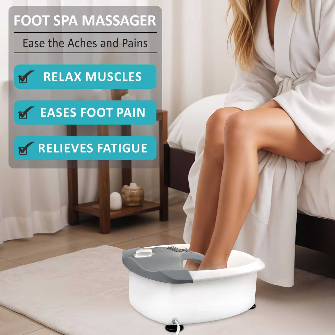 Foot Spa Massager with Heat, Bubbles & Infrared Light – Vibration Rollers for Tired Feet-3