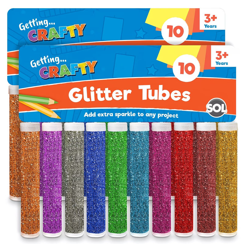 20 Pack Fine Glitter Tubes – Assorted Colours Shaker Pots for Arts, Crafts, Slime & Nail Art-1