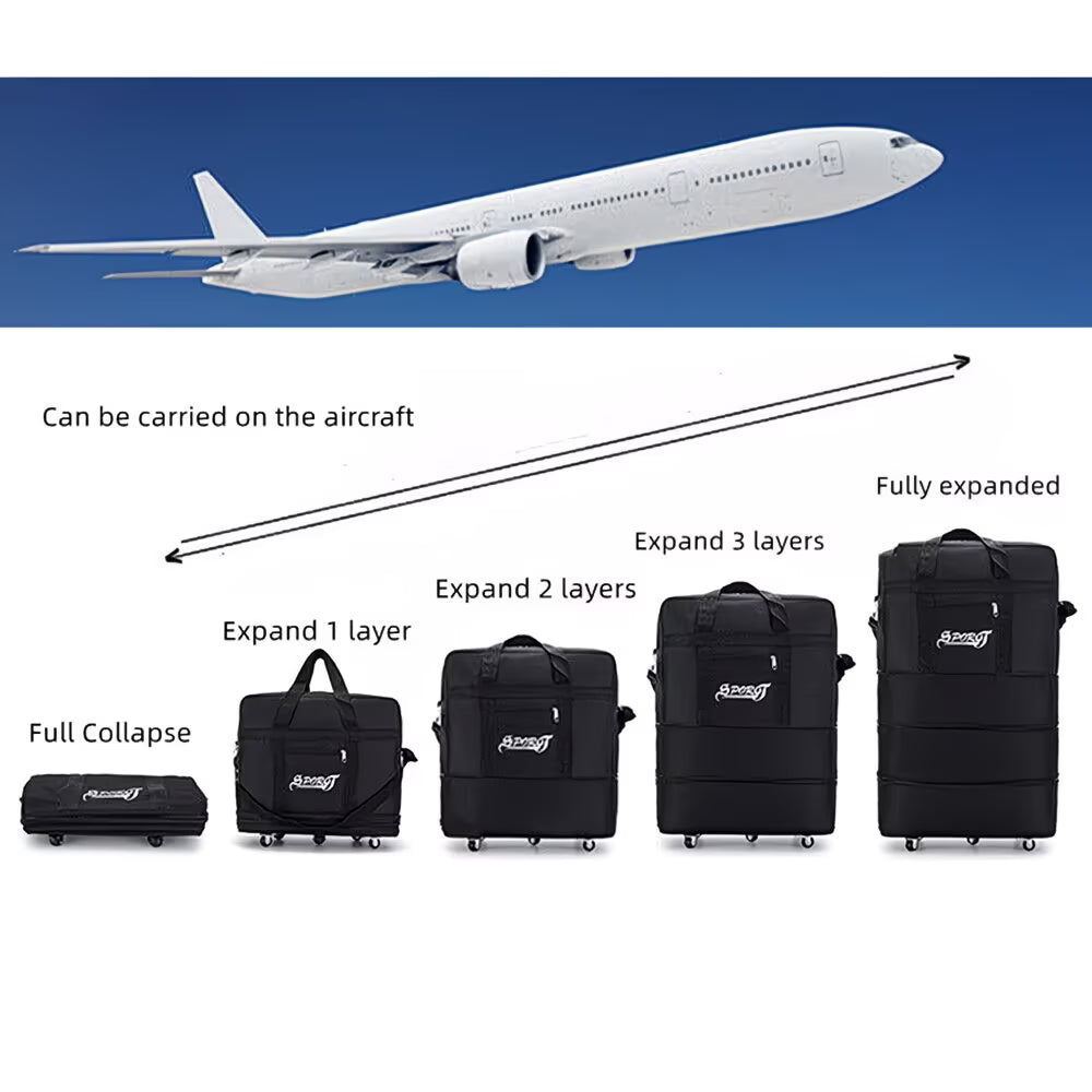 42” Expandable Lightweight Suitcase with Wheels – Large Foldable Travel Luggage, Oxford Fabric-5