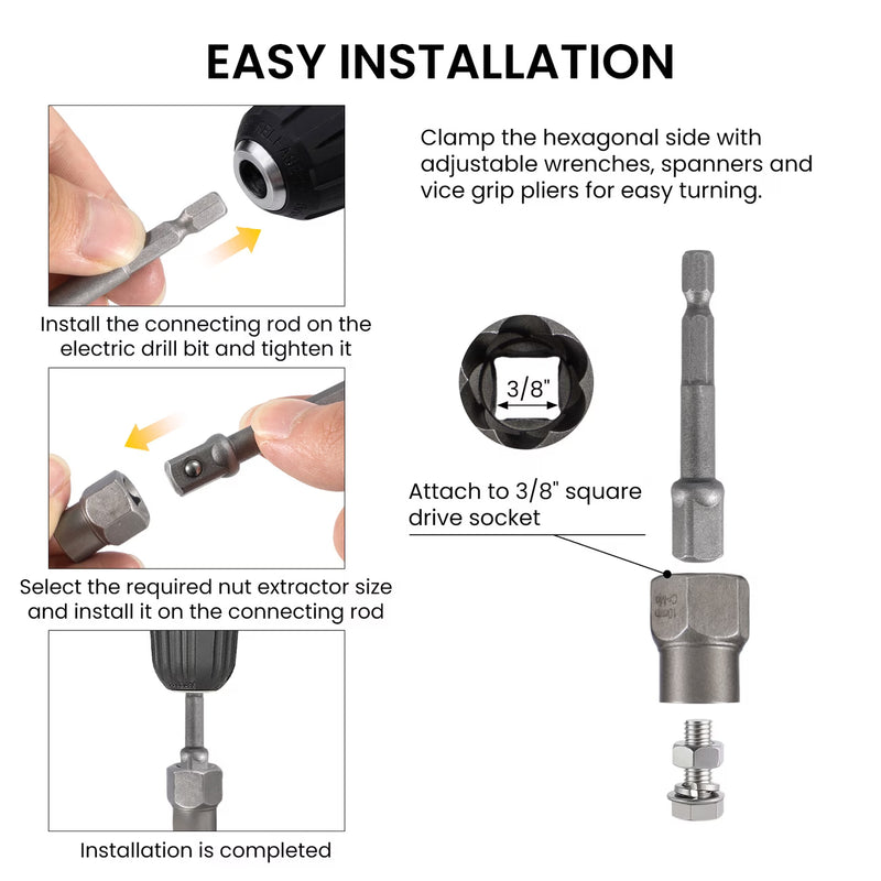 14 Piece Bolt Extractor Socket Set Heavy Duty Cr-Mo Steel Stripped Nut & Screw Remover Kit-7