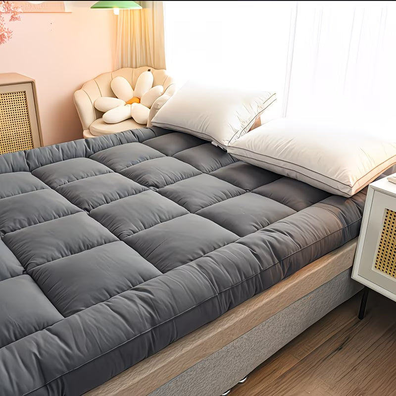 10cm Thick Mattress Topper – Ultra Soft Microfiber, Anti-Slip & Pressure Relief, Fits UK Single Double King Super King, Grey-3