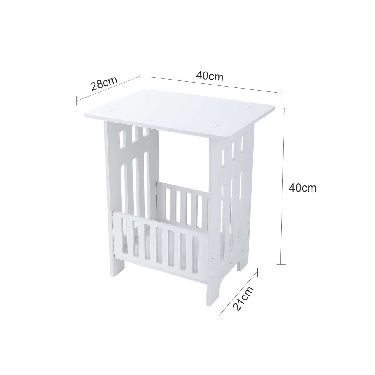 Small White Side Table with Storage Shelf – Modern End Table for Bedroom & Living Room-3