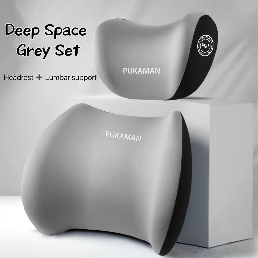 Car Headrest and Lumbar Cushion Set Ergonomic Neck and Back Support Pillow for Driving Comfort-8