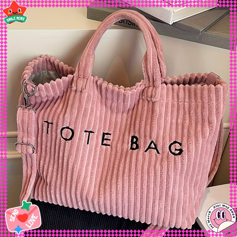 Women Large Capacity Shoulder Tote Bag Soft Solid Color Handbag with Adjustable Strap