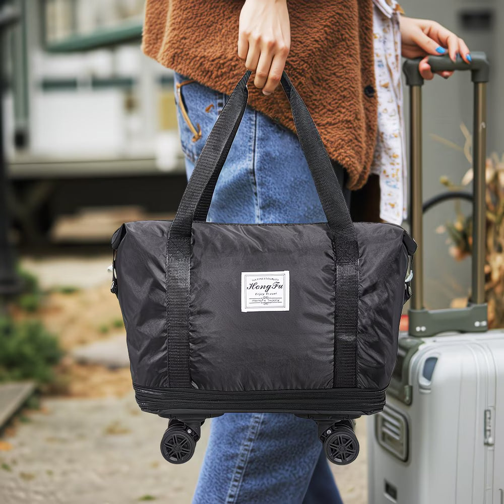 Expandable Rolling Duffel Bag with Detachable Wheels – Foldable Travel Bag with 360° Spinner Wheels, Wet & Dry Compartment, Carry-On Luggage for Men & Women-30