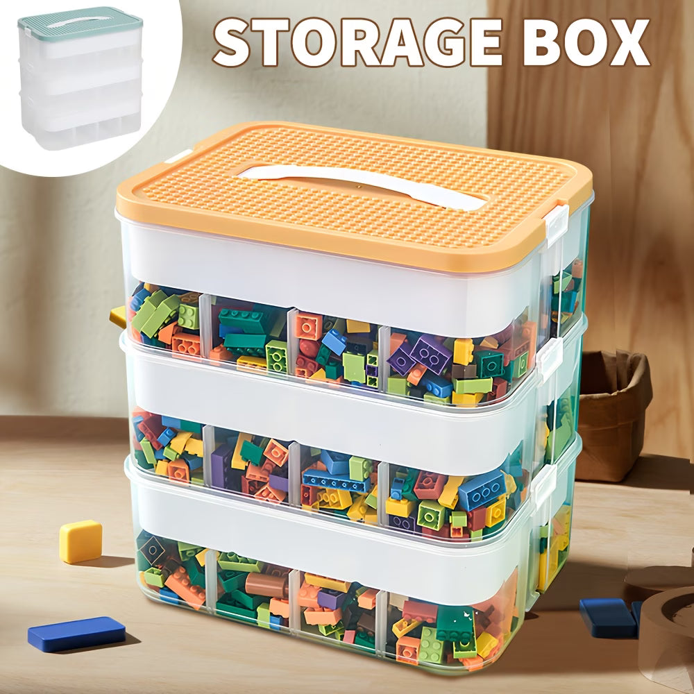 3 Tier Plastic Storage Organizer Box with Dividers Clear Craft Beads Jewellery Toy Storage Container-4